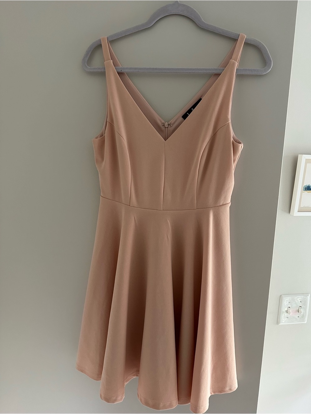 Lulu's Dusty Blush V-Neck Fit-and-Flare Mini Dress